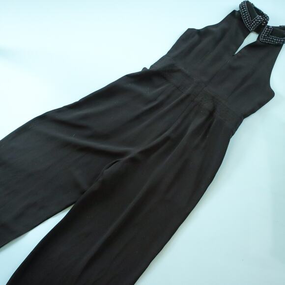 Anthropologie x Elevenses Black Beaded Sleeveless Twee Wide Leg Jumpsuit Size 6 - Picture 12 of 12